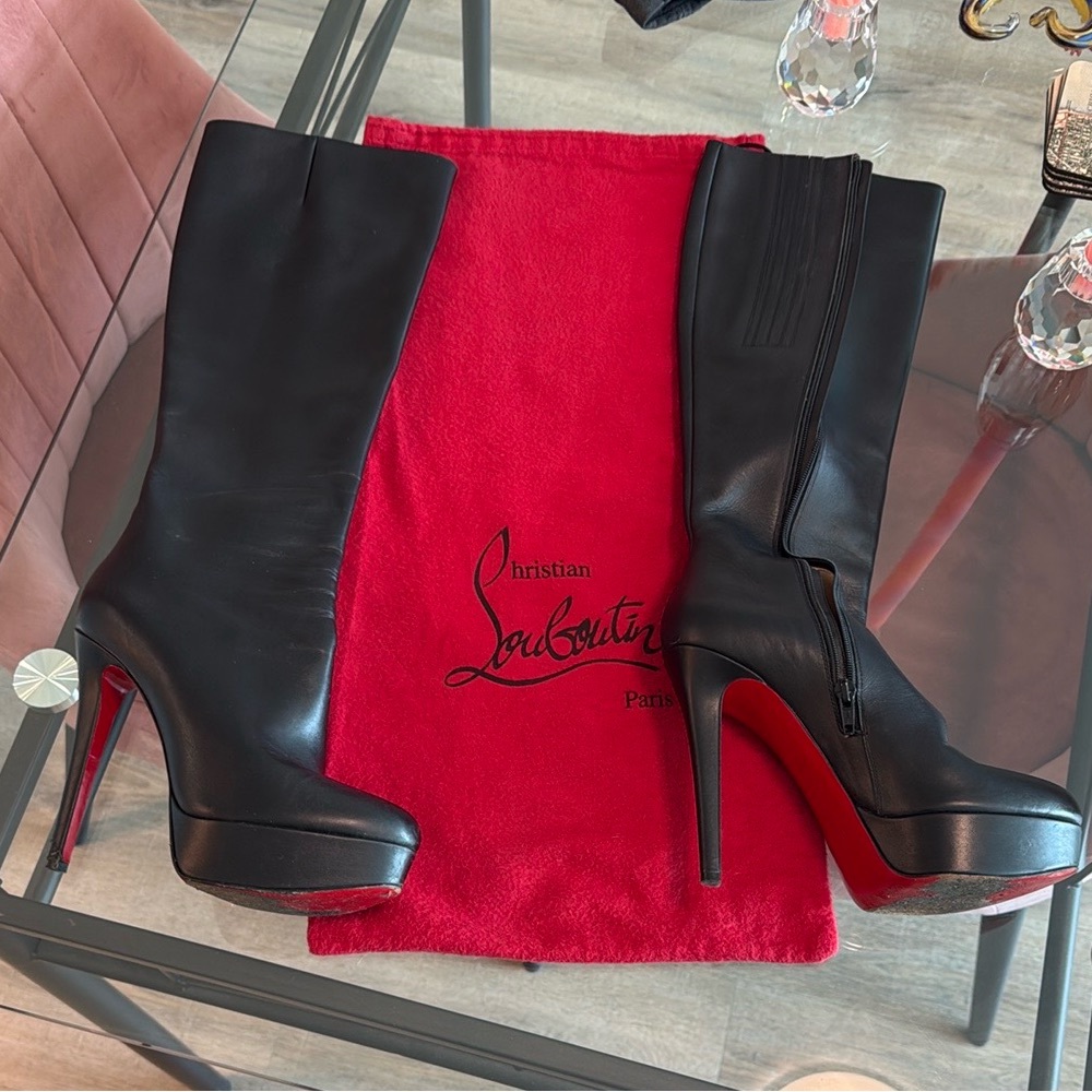 Christian Louboutin Black Leather Platform Bianca Boots